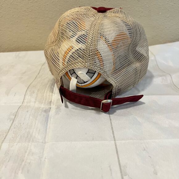 Salt Life Fishing Trucker Hat Burgundy Red Tan Mesh Adjustable Distressed - Picture 3 of 4